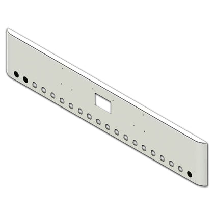 Peterbilt 379 18" Rolled End Texas Square 7GA Stainless Steel Bumper w Tow Pin & 20 x 2" Round Light Holes