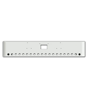 Peterbilt 379 18" Rolled End Texas Square 7GA Stainless Steel Bumper w Tow Pin & 20 x 2" Round Light Holes