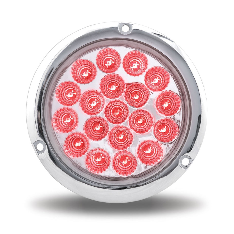 4" Red Stop, Turn & Tail to White Back Up Round Flange Mount LED Light - 19 Diodes