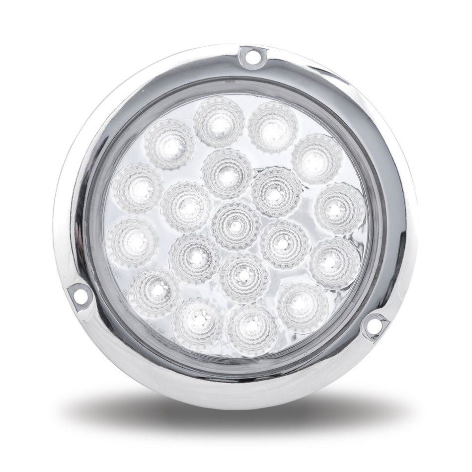 4" Red Stop, Turn & Tail to White Back Up Round Flange Mount LED Light - 19 Diodes