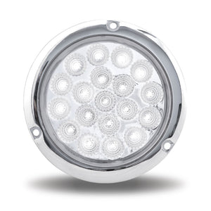 4" Red Stop, Turn & Tail to White Back Up Round Flange Mount LED Light - 19 Diodes