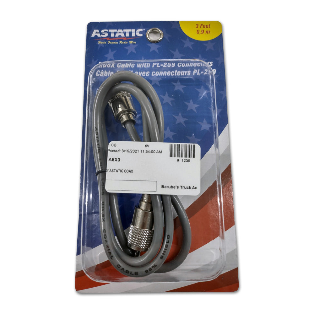 Astatic 3 Foot Long Coax Cable