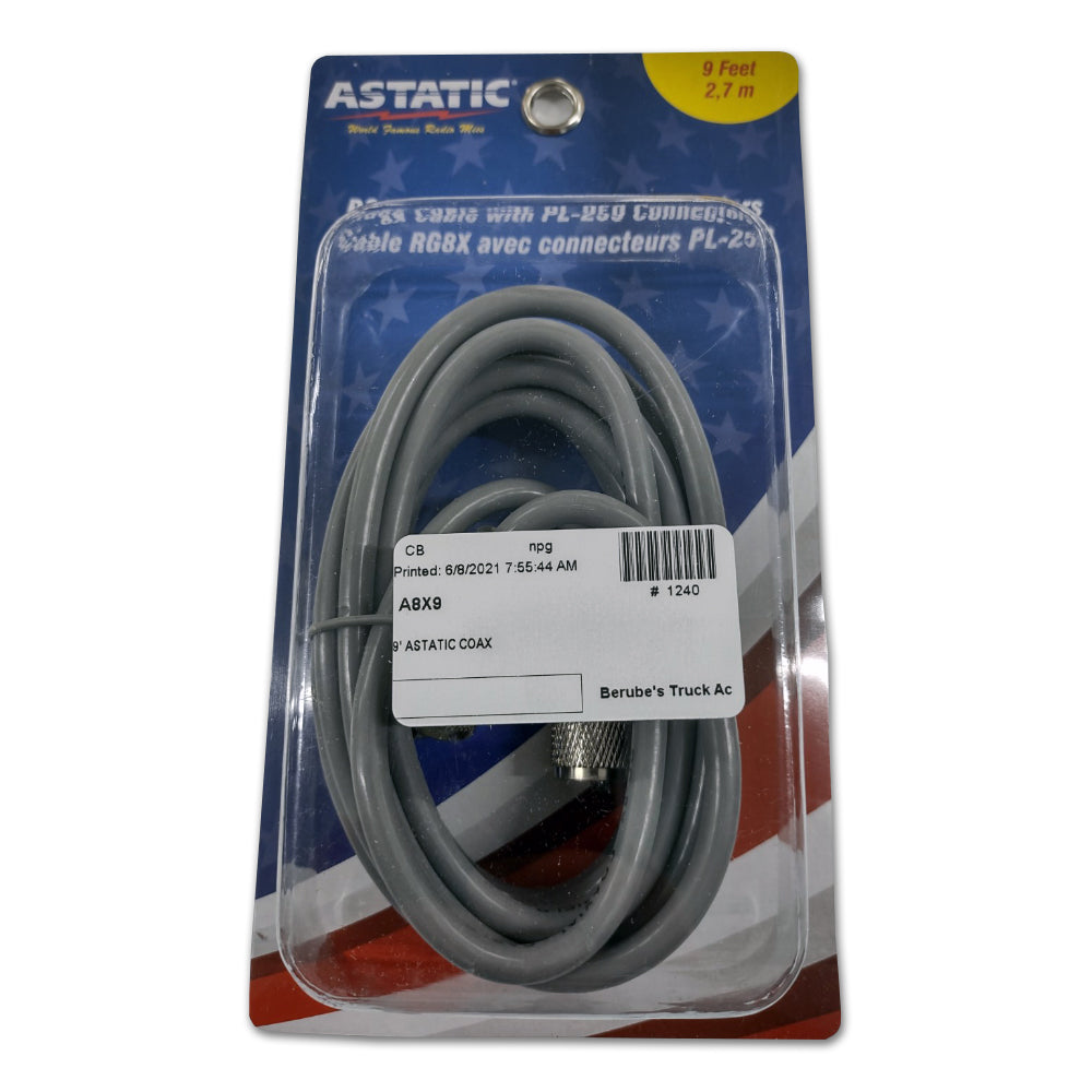 Astatic 9 Foot Long Coax Cable