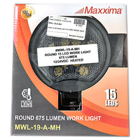Maxxima - 675 Lumen - 12/24 VDC Heated - Round 15 LED Work Light