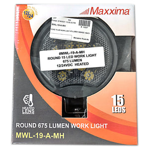 Maxxima - 675 Lumen - 12/24 VDC Heated - Round 15 LED Work Light