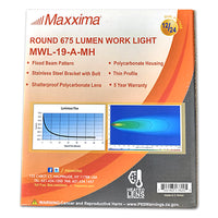 Maxxima - 675 Lumen - 12/24 VDC Heated - Round 15 LED Work Light