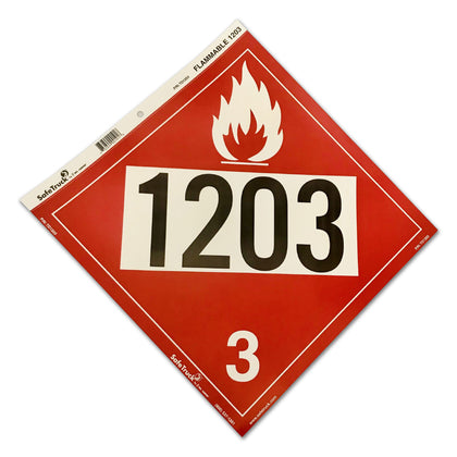Placard Decal - Flammable 1203 Class 3