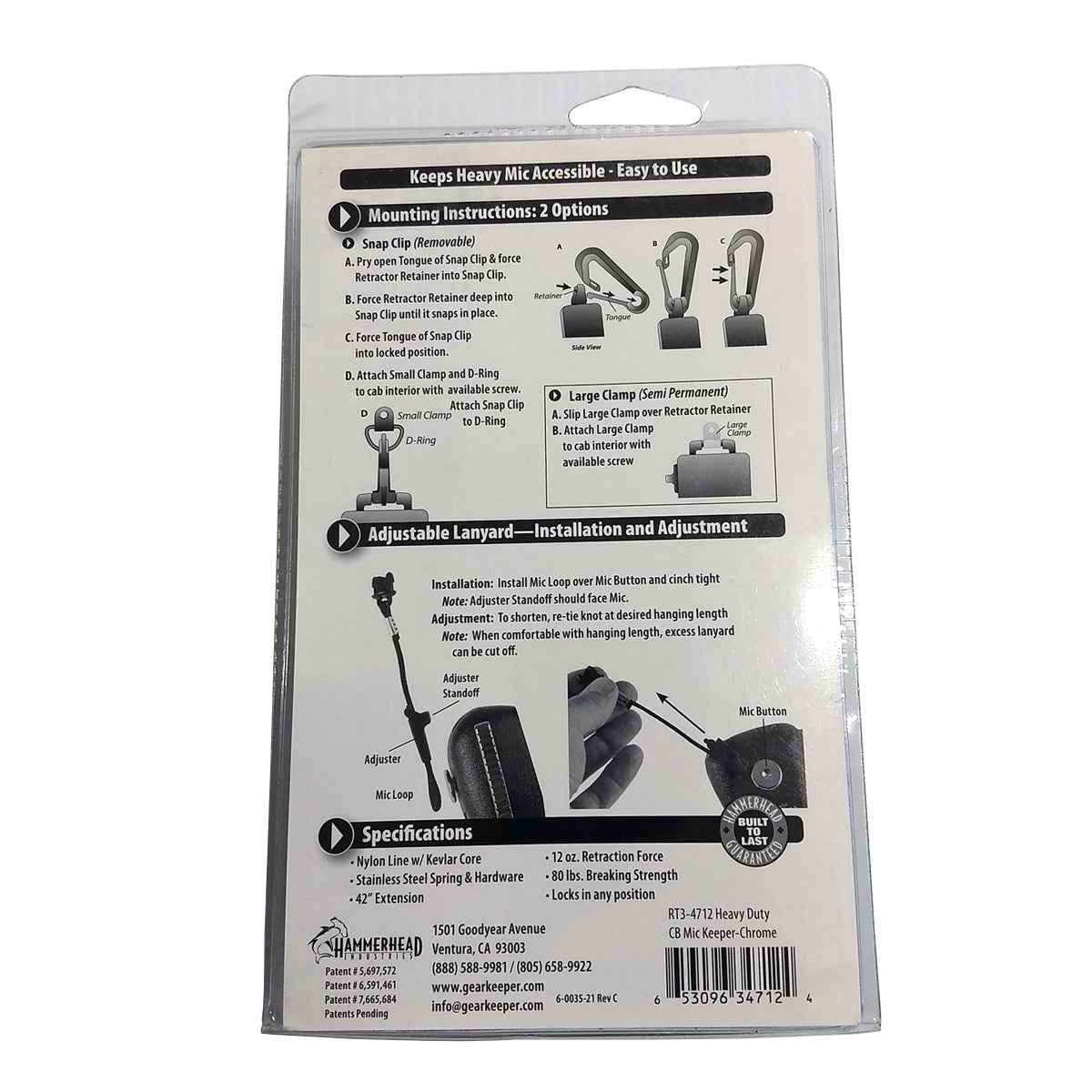 Gear Keeper CB Mic Keeper - Standard or Heavy Duty