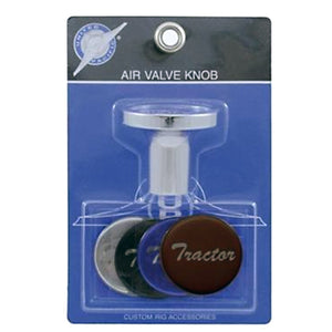 Chrome Aluminum Screw-On Air Valve Knob w Multi-Color Glossy Stickers - Tractor