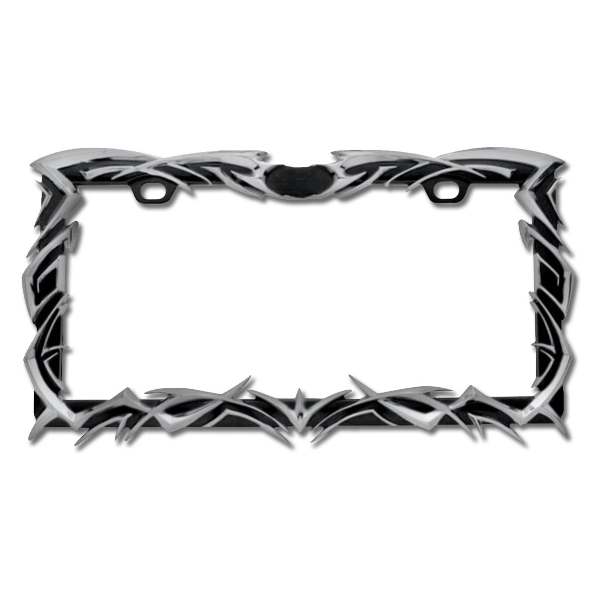 Chrome Tribal Flame License Plate Frame
