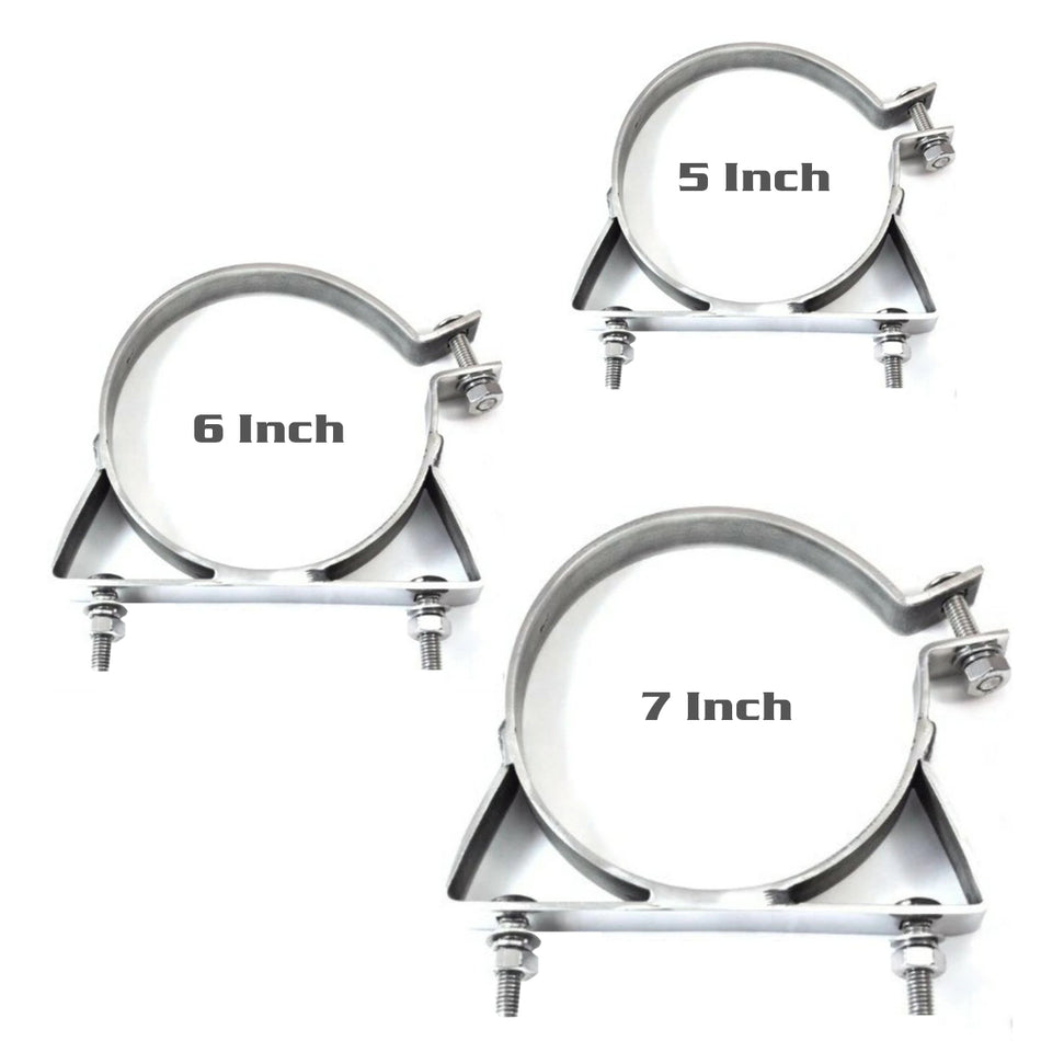 Grand Rock - Kenworth & Freightliner 5-bolt Pattern Stainless Steel Clamps - Berube's Truck Accessories