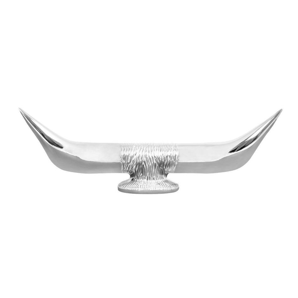 Big Bull Horns with Oval Base Hood Ornament - Berube's Truck Accessories