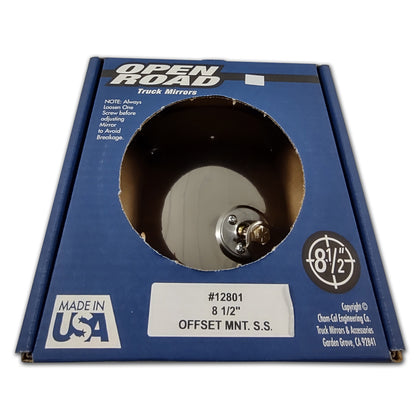 Open Road 8.5" Stainless Steel Convex Mirror - Offset Mount