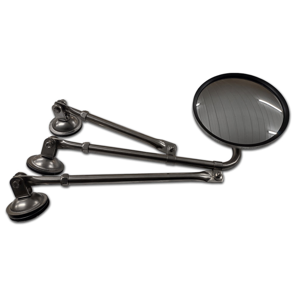 Shortened Heavy Duty Tripod Fender Assembly w 8.5 in Stainless Steel Convex Mirror