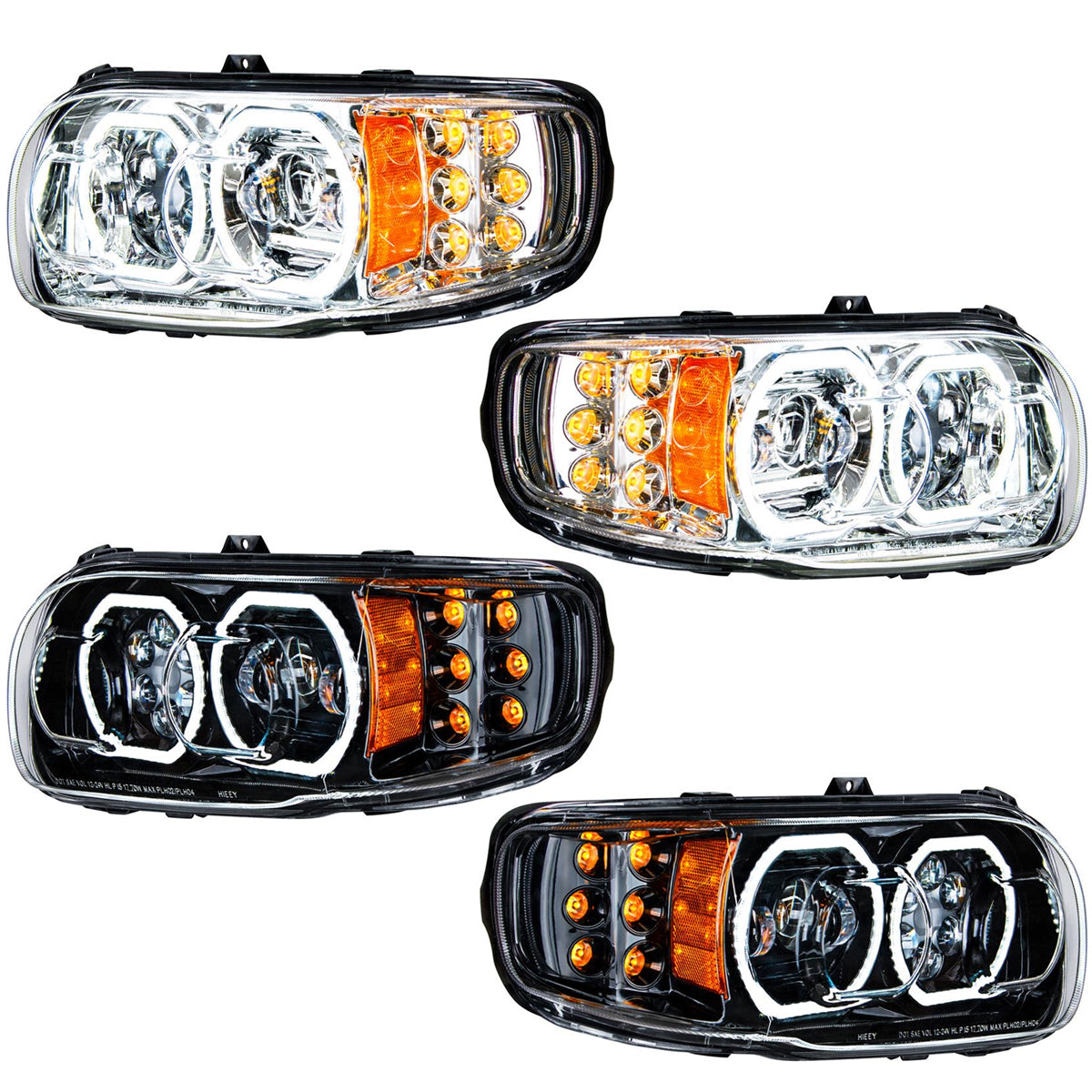 Peterbilt 388/389 Chrome or Blackout High Power 10 LED Headlight