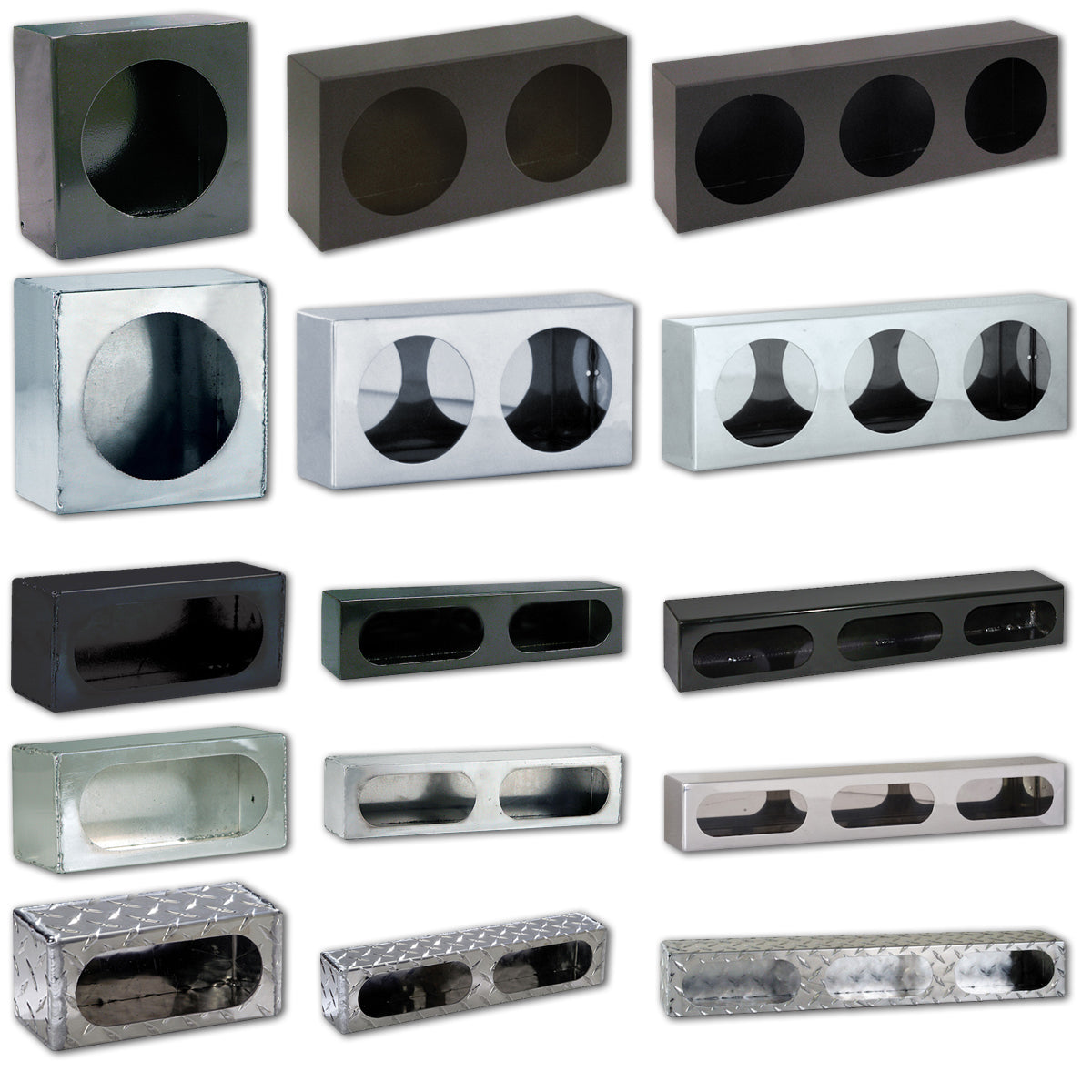 Round or Oval Light Boxes (1, 2 or 3 light holes, various finishes)
