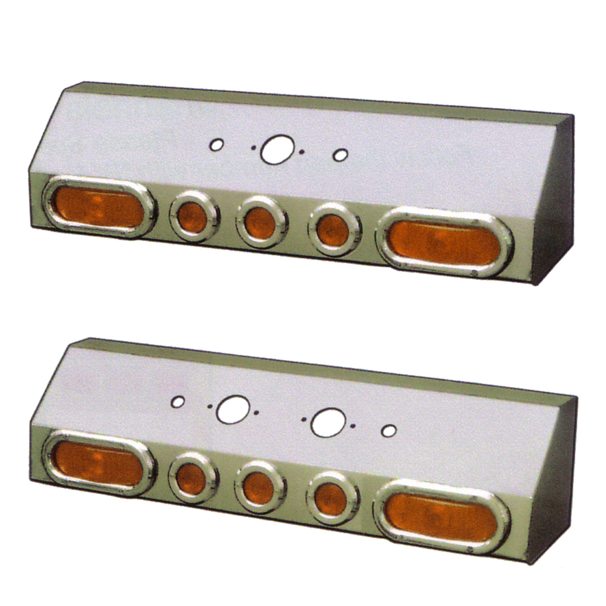 Roadworks Air Line Boxes (Single or Double Connector, 2 x Oval & 3 x 2" Flat Lights)