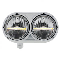 Peterbilt 359 Stainless Dual Headlight with 9 LED Position Light Bar