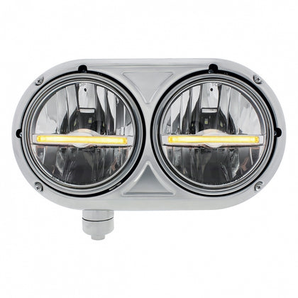 Peterbilt 359 Stainless Dual Headlight with 9 LED Position Light Bar