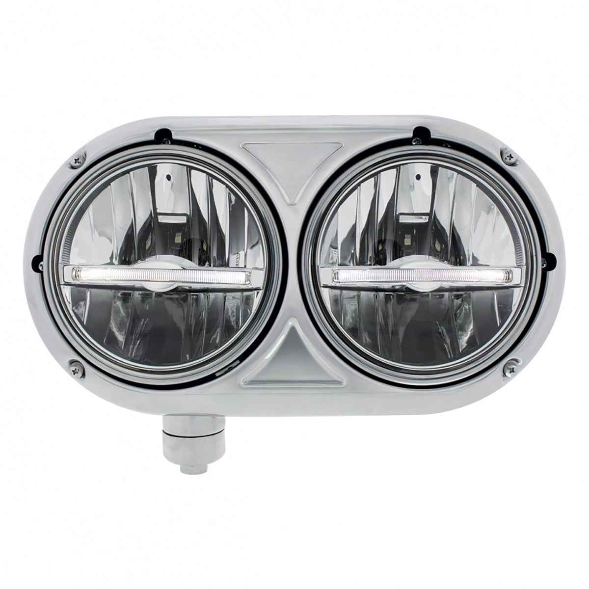 Peterbilt 359 Stainless Dual Headlight with 9 LED Position Light Bar