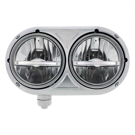 Peterbilt 359 Stainless Dual Headlight with 9 LED Position Light Bar