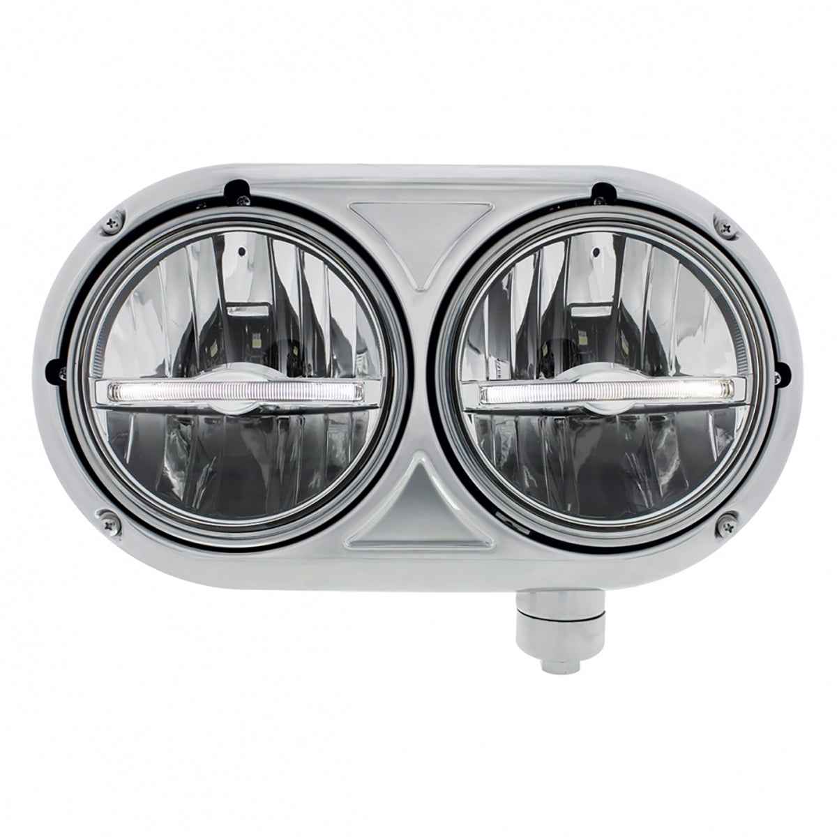Peterbilt 359 Stainless Dual Headlight with 9 LED Position Light Bar