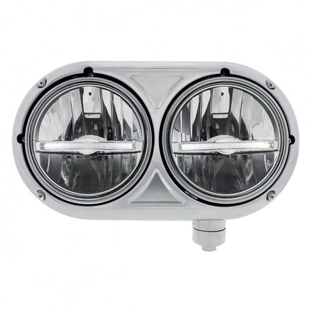 Peterbilt 359 Stainless Dual Headlight with 9 LED Position Light Bar