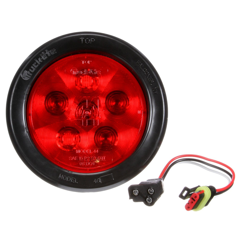 Truck-lite 4" Round Red LED Light w Black Rubber Grommet