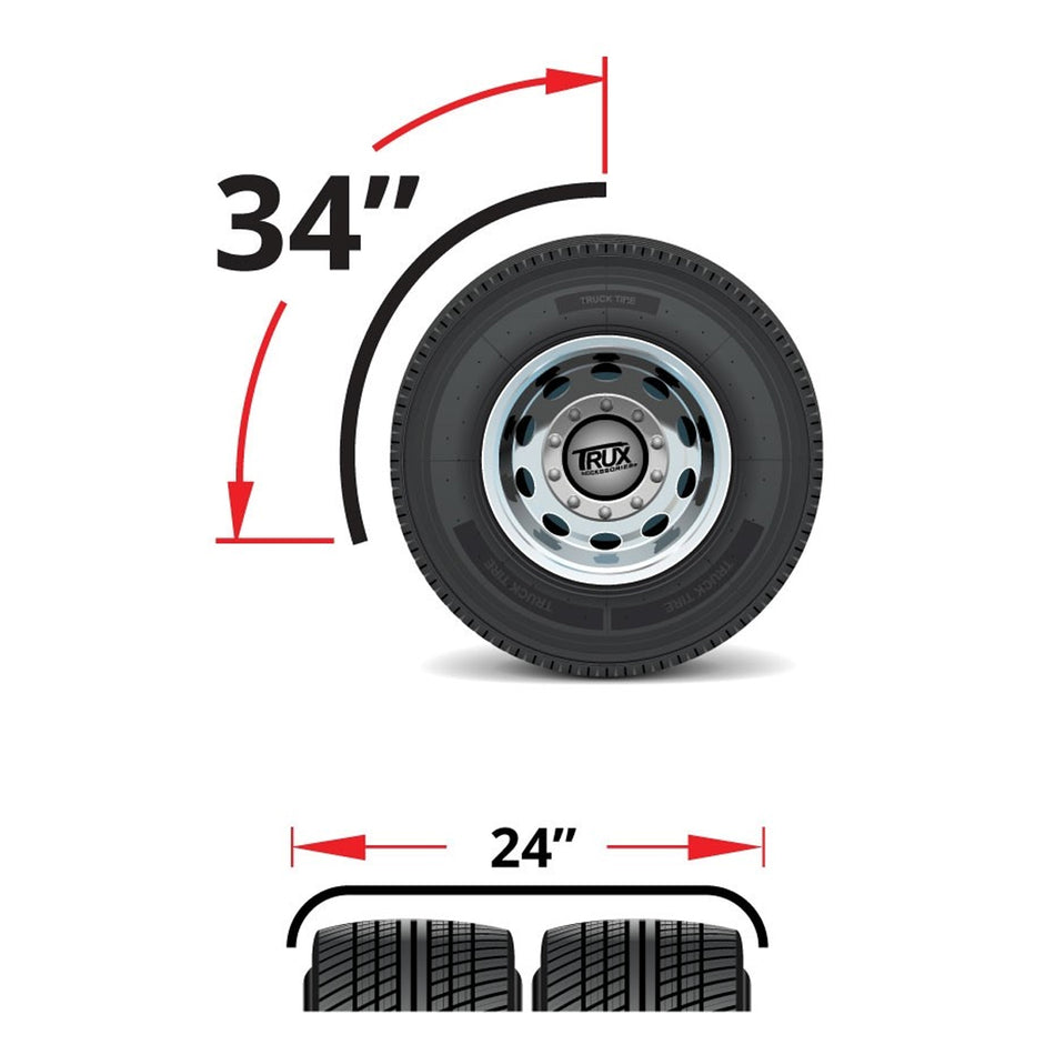 34" Long Stainless Steel Quarter Fender Kit w Rolled Edge