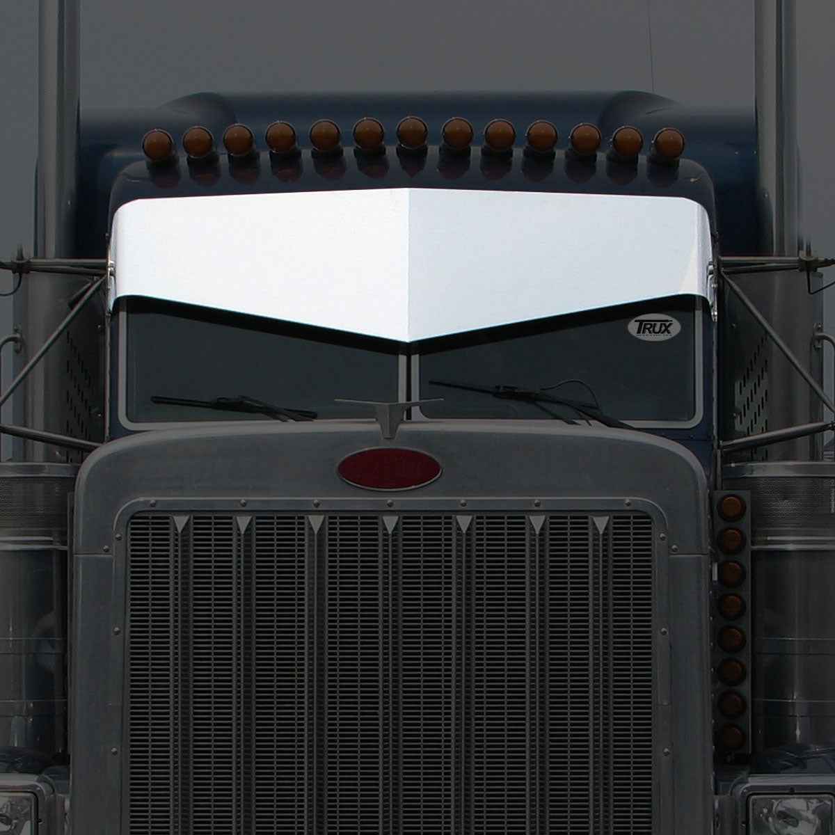 Peterbilt 379/389 Flat to the Windshield Monster Drop Visor by Trux