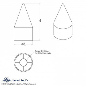 33mm x 4-1/8" Chrome Plastic Spike Nut Cover (Individual or 60ct.)