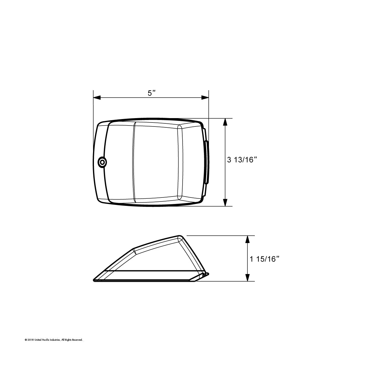 United Pacific Amber Flat Rectangle Reflector Cab Light - Berube's Truck Accessories